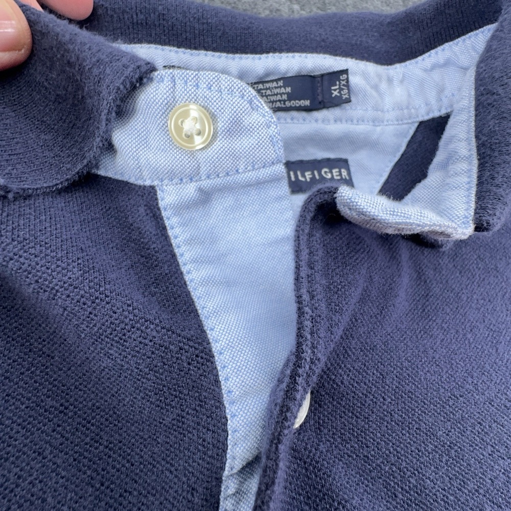Tommy Hilfiger Men's Polo Shirt Blue Size XL 100% Cotton VTG Fade Y2K EUC - Picture 5 of 13